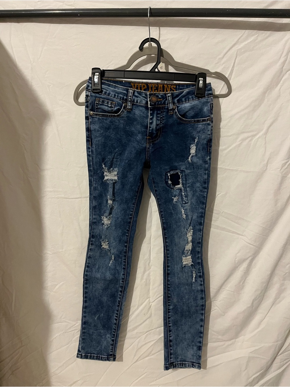 VIP Women's Ripped Skinny Jeans - Mid/Dark Blue